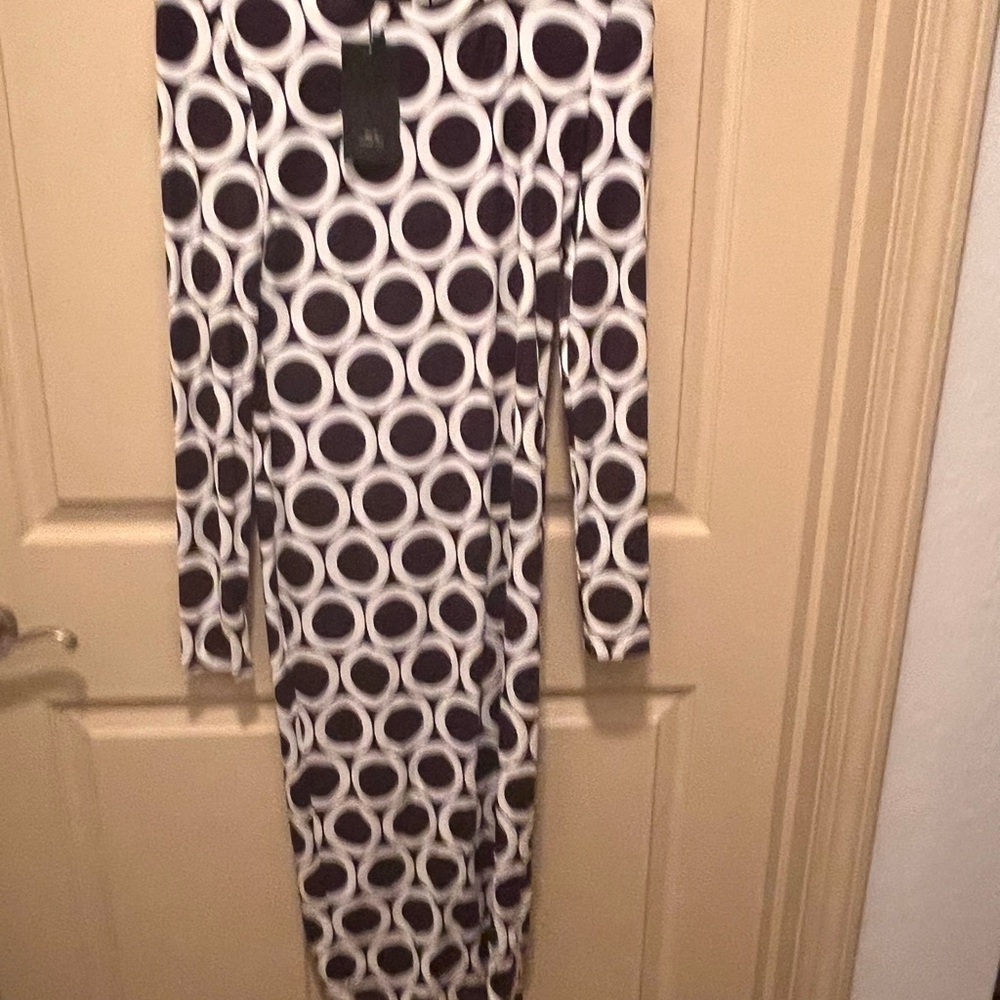 SHEIN Black and White Long Sleeve Dress